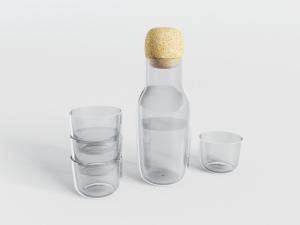 现代北欧透明玻璃凉水瓶、水杯