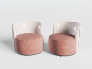 新中式圆形皮革靠背的单人沙发3d模型 新中式圆形皮革靠背的单人沙发