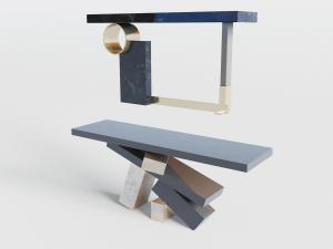 新中式大理石玄关柜3d模型 新中式大理石玄关柜