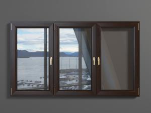 现代三扇玻璃平开窗