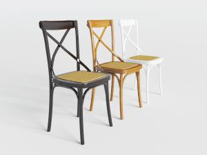 美式黑色实木交叉靠背的餐椅