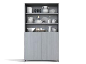 现代灰色摆放餐具的餐边柜