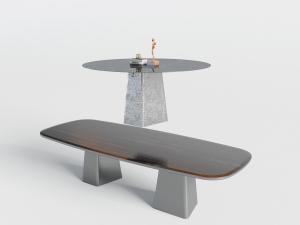 新中式椭圆形、圆形茶几3d模型 新中式椭圆形、圆形茶几