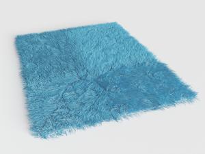 现代蓝色毛绒地毯3d模型 现代蓝色毛绒地毯