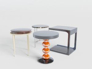 现代圆形和方形茶几3d模型 现代圆形和方形茶几