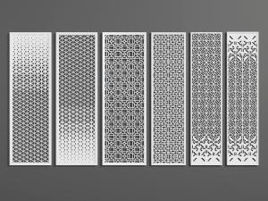 新中式银色不锈钢隔断3d模型 新中式银色不锈钢隔断