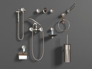 现代不锈钢淋雨花洒、马桶刷卫浴小件