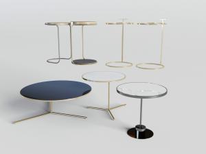 现代轻奢金色支架的茶几边几和角几3d模型 现代轻奢金色支架的茶几边几和角几