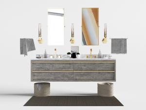 新中式灰色悬挂洗手台