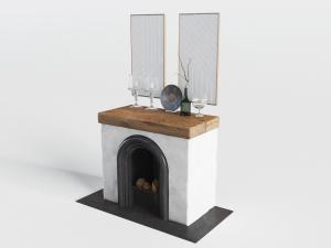 美式实木装饰面的壁炉、饰品摆件