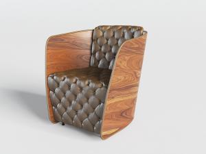 现代简欧实木花纹包裹的皮革单人沙发3d模型 现代简欧实木花纹包裹的皮革单人沙发