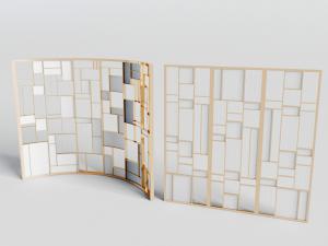 新中式几何图案的金属隔断3d模型 新中式几何图案的金属隔断