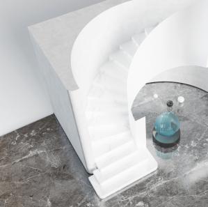 现代白色螺旋楼梯3d模型 现代白色螺旋楼梯