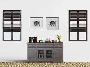 简欧美式实木玄关柜边柜、百叶窗3d模型 简欧美式实木玄关柜边柜、百叶窗