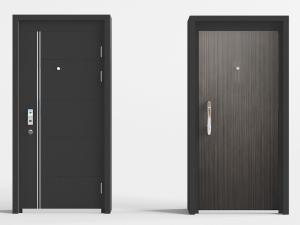 新中式现代黑色边框的平开门