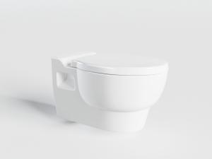 现代白色陶瓷带盖子的马桶