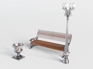 简欧欧式户外雕花扶手户外实木椅子、路灯