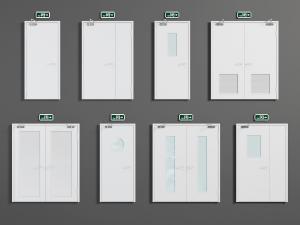 现代白色双扇楼梯口防火门、平开门