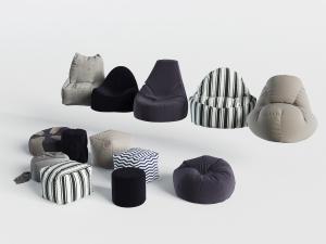 现代北欧布艺条纹懒人沙发