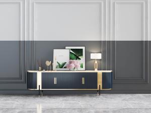 现代轻奢黑色装饰黑色条纹的玄关柜电视柜