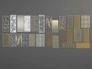 现代不同花纹图案的金属隔断3d模型 现代不同花纹图案的金属隔断