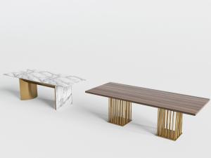 新中式大理石实木长方形茶几3d模型 新中式大理石实木长方形茶几