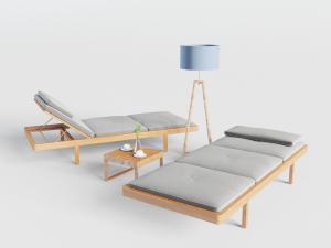 现代新中式可调节靠背三段式躺椅