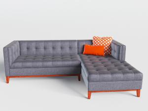 新中式灰色转角拼接美人榻多人沙发3d模型 新中式灰色转角拼接美人榻多人沙发