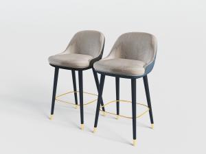 新中式实木支撑布艺坐垫的吧椅