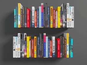 现代两排排列整体的书籍