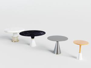 新中式圆形大理石茶几3d模型 新中式圆形大理石茶几