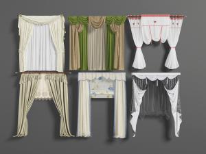欧式带有窗纱的窗帘3d模型 欧式带有窗纱的窗帘