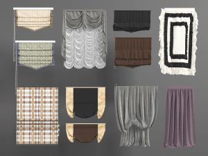 现代北欧卷帘、花边窗帘3d模型 现代北欧卷帘、花边窗帘