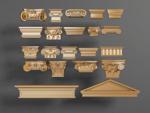 欧式金色罗马柱子的雕花柱头