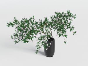 中式黑色陶瓷花瓶花卉