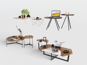 现代几何造型的实木茶几3d模型 现代几何造型的实木茶几