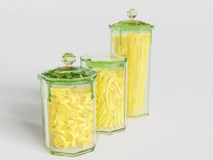 多边形玻璃储物罐调料瓶3d模型 多边形玻璃储物罐调料瓶