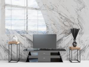 中式黑色案几式电视柜、工艺品摆件