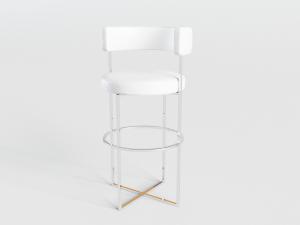 现代白色金属架的吧椅