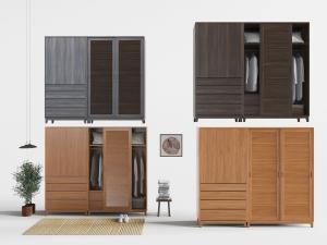 北欧实木百叶门扇的衣柜3d模型 北欧实木百叶门扇的衣柜