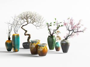 中式陶瓷花瓶花卉