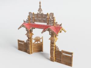 东南亚泰式实木雕刻大门