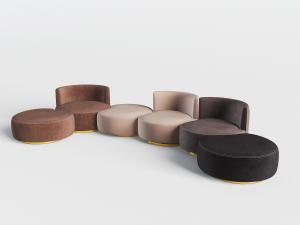 现代圆形布艺多人沙发3d模型 现代圆形布艺多人沙发