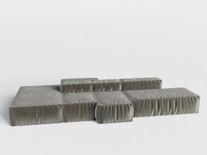 现代无靠背双向块状多人沙发3d模型 现代无靠背双向块状多人沙发