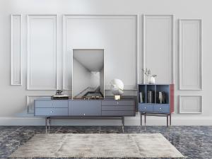 北欧黑色电视柜边柜