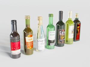 不同颜色玻璃瓶身金属瓶盖的酒瓶3d模型 不同颜色玻璃瓶身金属瓶盖的酒瓶