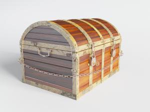 现代工业风带有铁链的实木行李箱3d模型 现代工业风带有铁链的实木行李箱