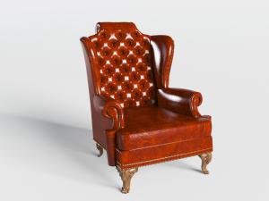 欧式古典红色皮革软包靠背单人沙发3d模型 欧式古典红色皮革软包靠背单人沙发