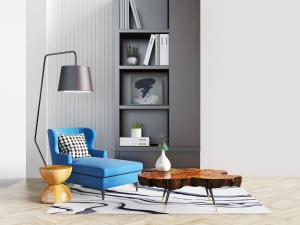 新中式蓝色贵妃椅美人榻