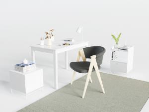 现代白色书桌椅组合3d模型 现代白色书桌椅组合